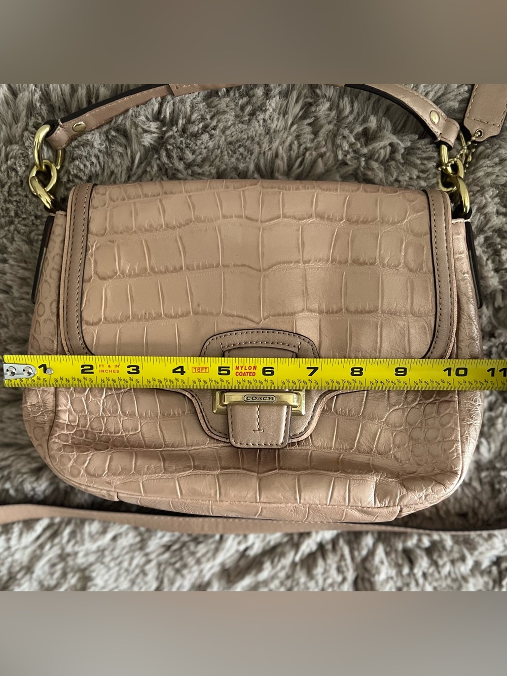 Coach Taylor Embossed Leather Bag in Sand Taupe - Picture 11 of 14